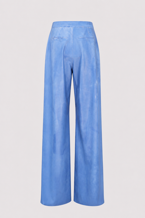 BLUE DYED LATEX STRAIGHT PANTS