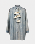 BLUE DYED LATEX RUFFLE SHIRT