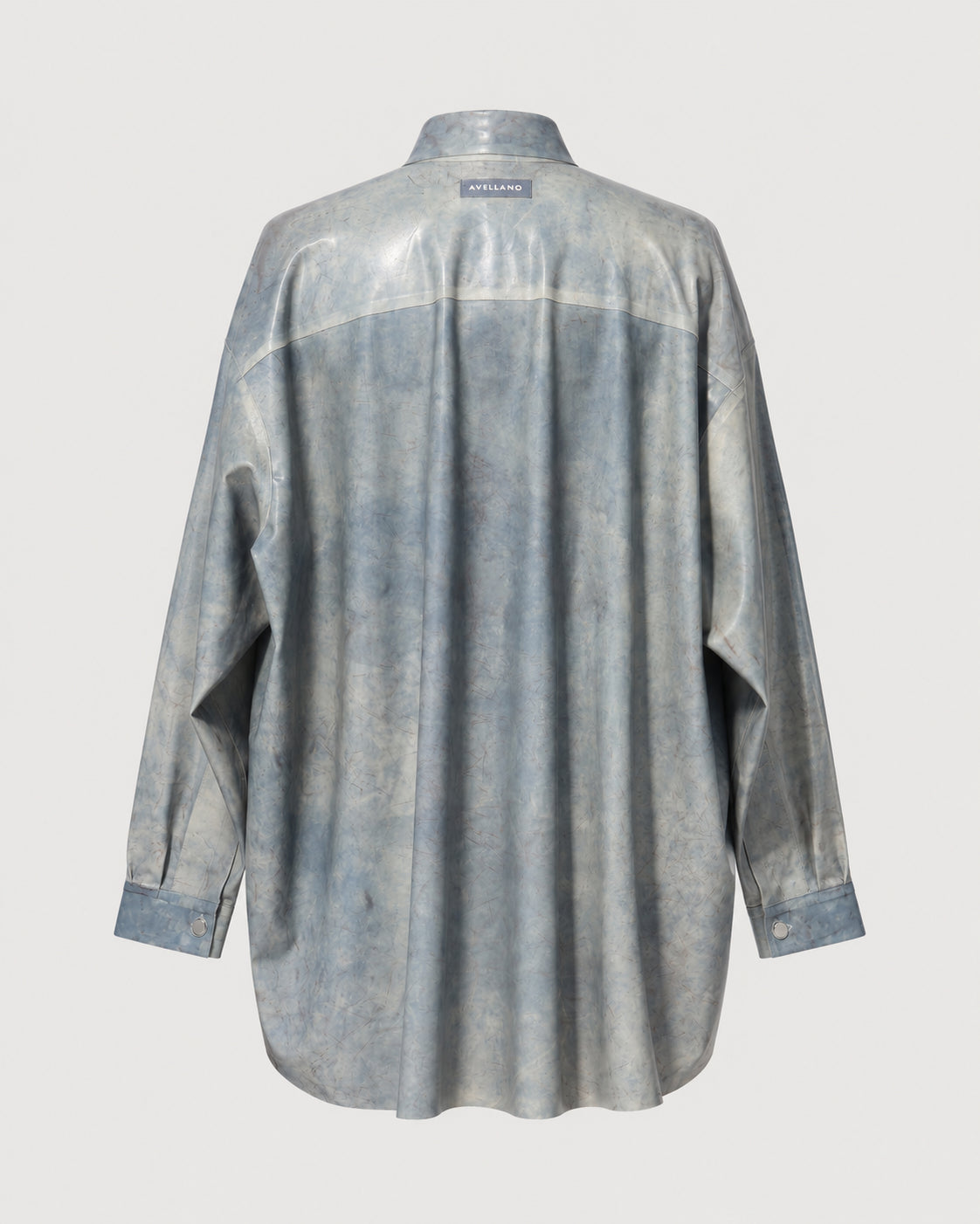BLUE DYED LATEX RUFFLE SHIRT
