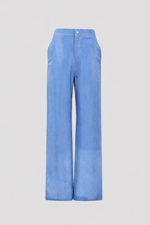 BLUE DYED LATEX STRAIGHT PANTS
