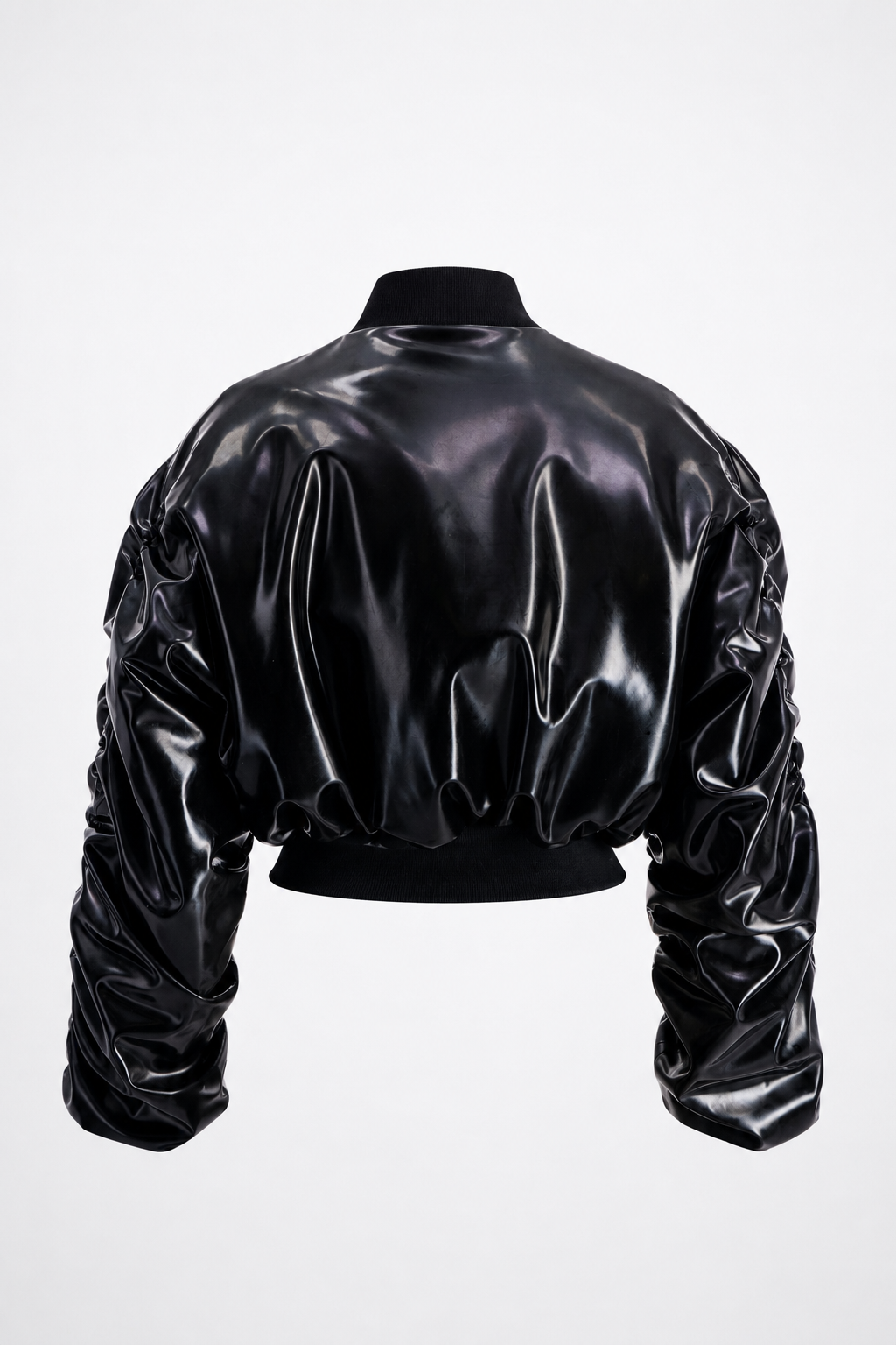 SAMPLE BLACK LATEX BOMBER JACKET