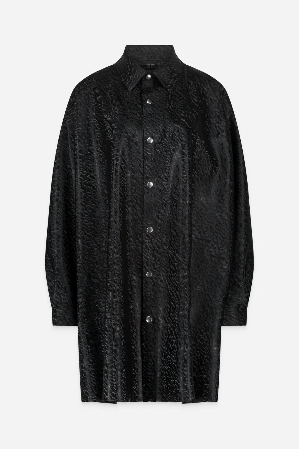 BLACK TEXTURED LATEX LONG SHIRT