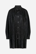 BLACK TEXTURED LATEX LONG SHIRT