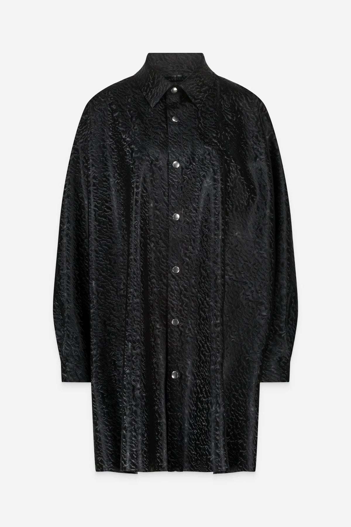 BLACK TEXTURED LATEX LONG SHIRT