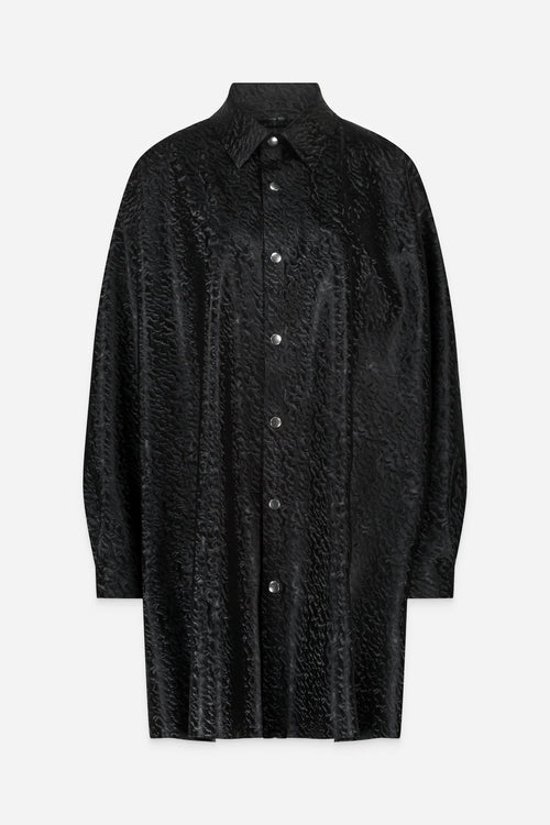 BLACK TEXTURED LATEX LONG SHIRT