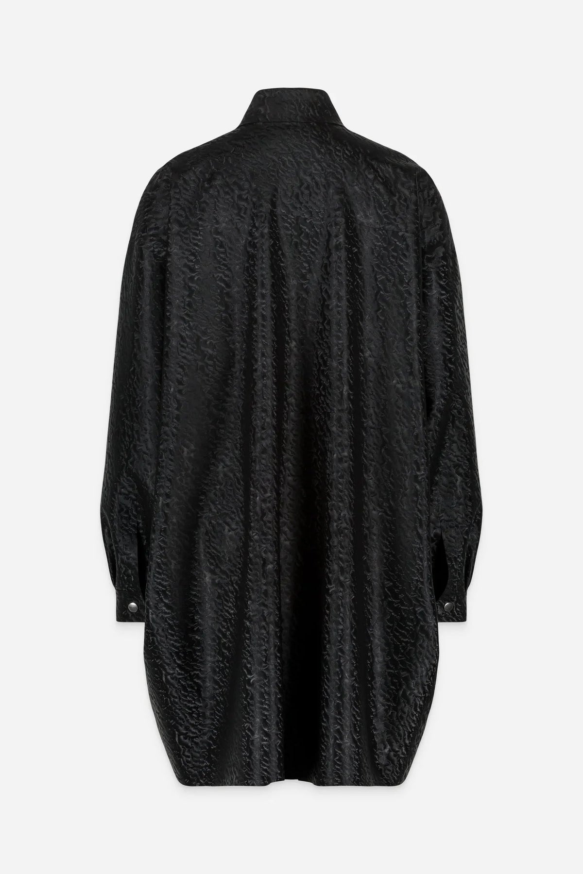 BLACK TEXTURED LATEX LONG SHIRT