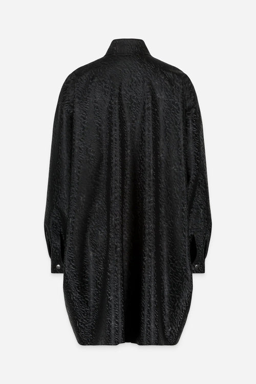 BLACK TEXTURED LATEX LONG SHIRT
