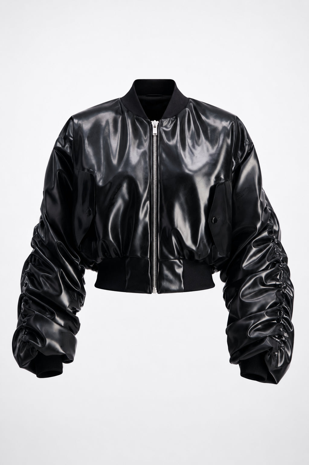 SAMPLE BLACK LATEX BOMBER JACKET