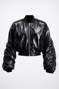 SAMPLE BLACK LATEX BOMBER JACKET