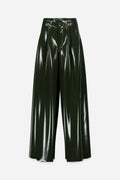 OLIVE GREEN LATEX WIDE PANTS